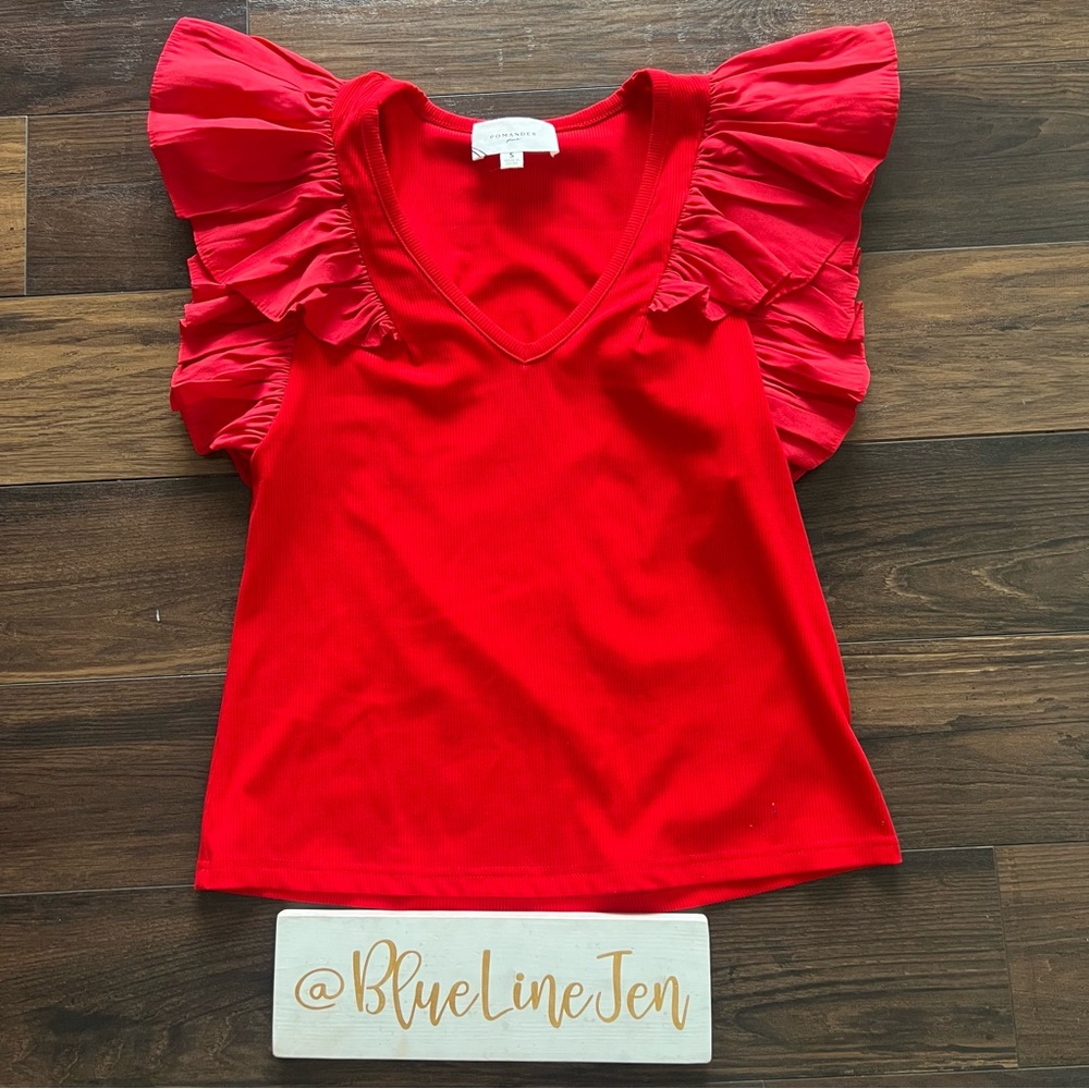 Tuckernuck Pomander Place Red Ribbed Top NWOT - Picture 2 of 7